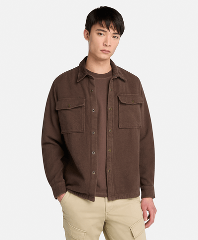 Sobrecamisa Utility Con Cuello De Pana Relaxed Fit Para Hombre, Café