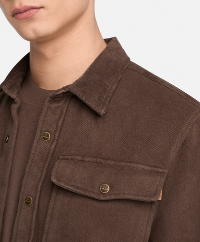 Sobrecamisa Utility Con Cuello De Pana Relaxed Fit Para Hombre, Café