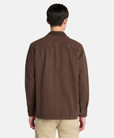 Sobrecamisa Utility Con Cuello De Pana Relaxed Fit Para Hombre, Café