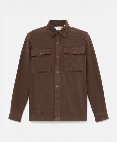 Sobrecamisa Utility Con Cuello De Pana Relaxed Fit Para Hombre, Café