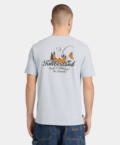 Playera de manga corta con estampado de oso para Hombre, Azul