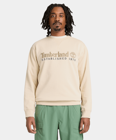 Sudadera con cuello redondo y logo en el pecho para Hombre, Beige