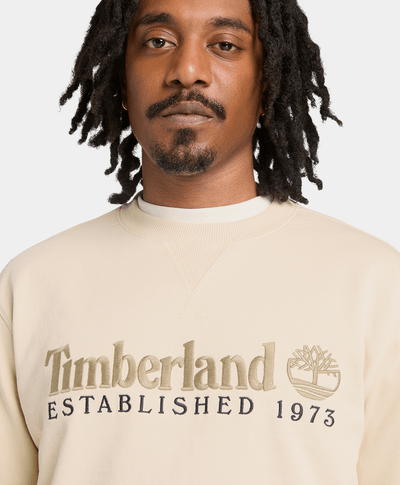 Sudadera con cuello redondo y logo en el pecho para Hombre, Beige