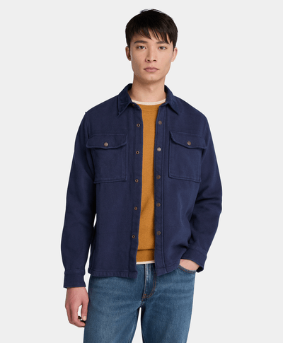 Sobrecamisa Utility Con Cuello De Pana Relaxed Fit Para Hombre, Azul