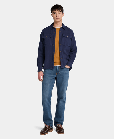 Sobrecamisa Utility Con Cuello De Pana Relaxed Fit Para Hombre, Azul