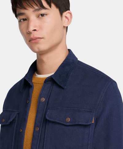 Sobrecamisa Utility Con Cuello De Pana Relaxed Fit Para Hombre, Azul