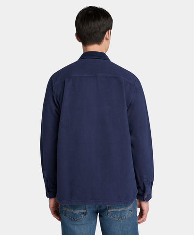 Sobrecamisa Utility Con Cuello De Pana Relaxed Fit Para Hombre, Azul