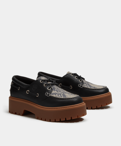 Zapatos náuticos Stone Street con plataforma para Mujer, Negro