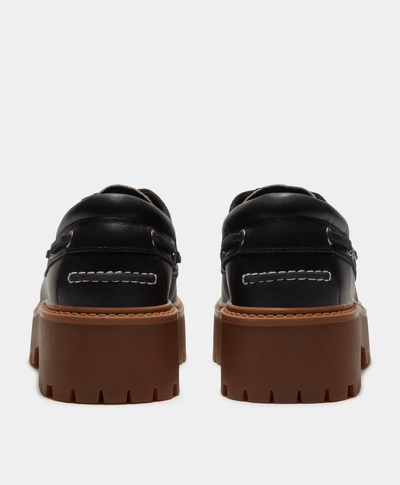 Zapatos náuticos Stone Street con plataforma para Mujer, Negro