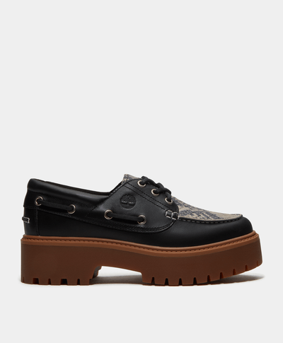Zapatos náuticos Stone Street con plataforma para Mujer, Negro