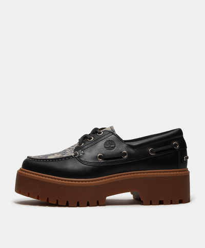 Zapatos náuticos Stone Street con plataforma para Mujer, Negro