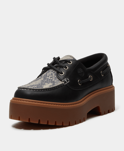 Zapatos náuticos Stone Street con plataforma para Mujer, Negro