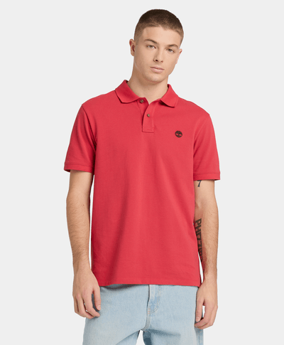Polo de manga corta de algodón Oyster River para Hombre, Rojo