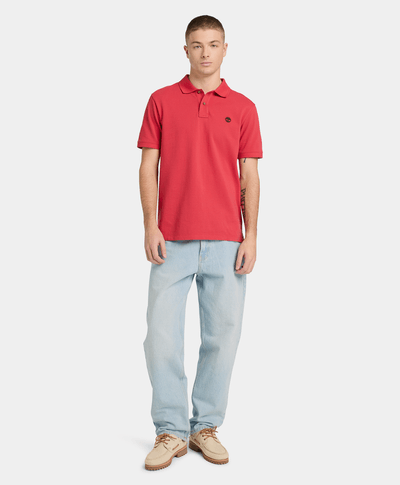 Polo de manga corta de algodón Oyster River para Hombre, Rojo