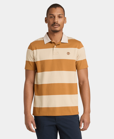 Polo Rugby de manga corta a rayas para Hombre, Amarillo