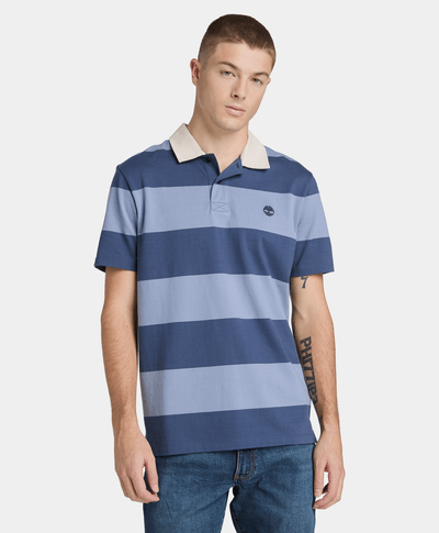 Polo Rugby de manga corta a rayas para Hombre, Azul
