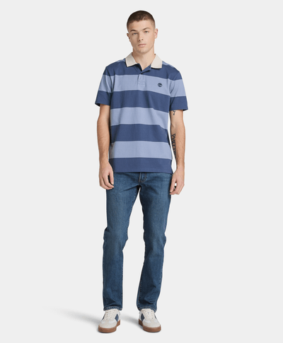 Polo Rugby de manga corta a rayas para Hombre, Azul