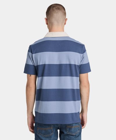 Polo Rugby de manga corta a rayas para Hombre, Azul