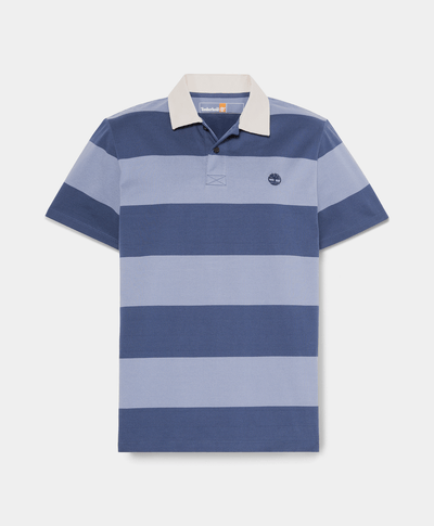 Polo Rugby de manga corta a rayas para Hombre, Azul