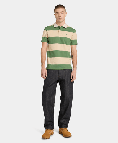 Polo Rugby de manga corta a rayas para Hombre, Verde