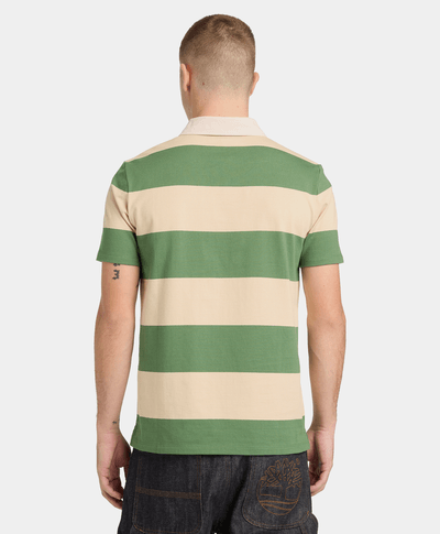 Polo Rugby de manga corta a rayas para Hombre, Verde