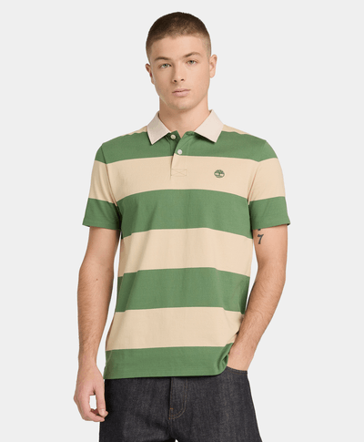 Polo Rugby de manga corta a rayas para Hombre, Verde