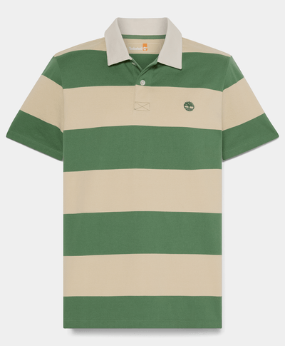 Polo Rugby de manga corta a rayas para Hombre, Verde