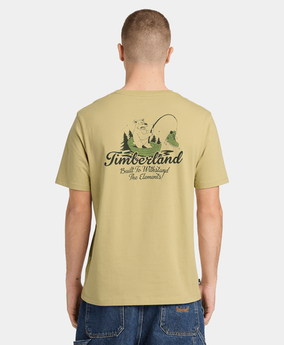 Playera de manga corta con estampado de oso para Hombre, Beige