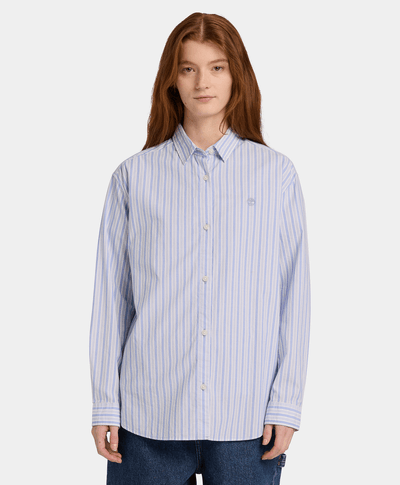 Camisa de manga larga con rayas múltiples para Mujer, Azul