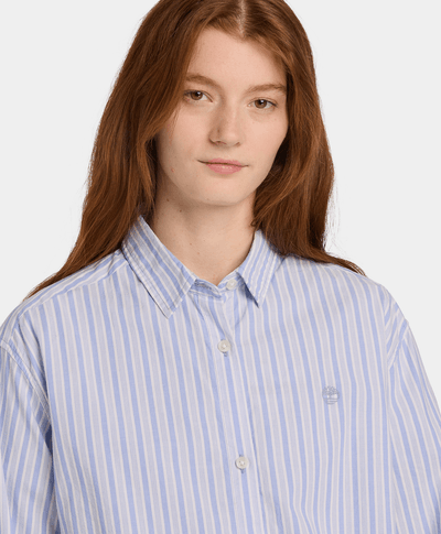 Camisa de manga larga con rayas múltiples para Mujer, Azul