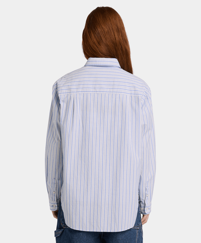 Camisa de manga larga con rayas múltiples para Mujer, Azul