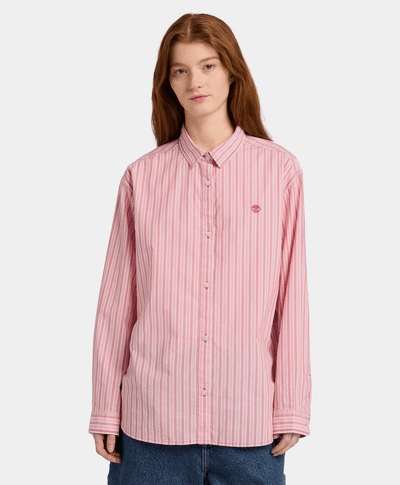 Camisa de manga larga con rayas múltiples para Mujer, Rojo