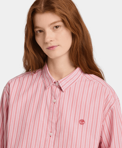 Camisa de manga larga con rayas múltiples para Mujer, Rojo