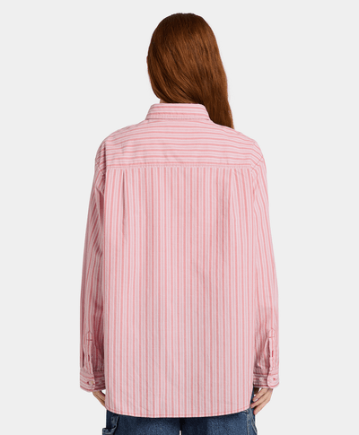 Camisa de manga larga con rayas múltiples para Mujer, Rojo
