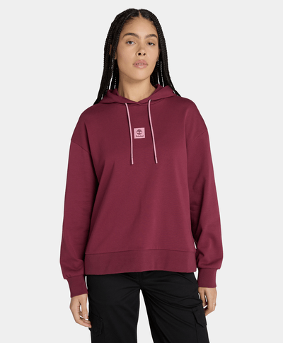 Sudadera Hoodie Relaxed Fit Loop Back Para Mujer, Vino