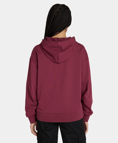 Sudadera Hoodie Relaxed Fit Loop Back Para Mujer, Vino