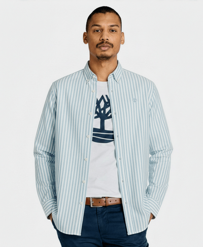 Camisa Oxford Regular Fit Para Hombre, Azul