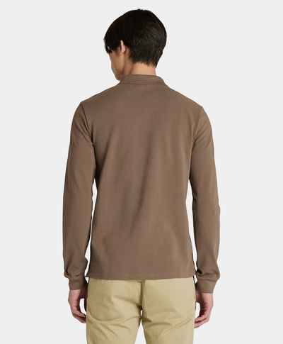 Polo Manga Larga Slim Fit Para Hombre, Café