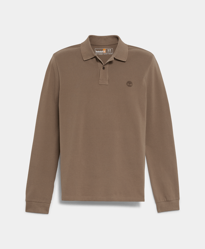 Polo Manga Larga Slim Fit Para Hombre, Café