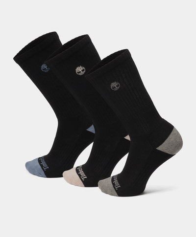 3-Pack Calcetínes Crew Cushion Para Mujer, Negro