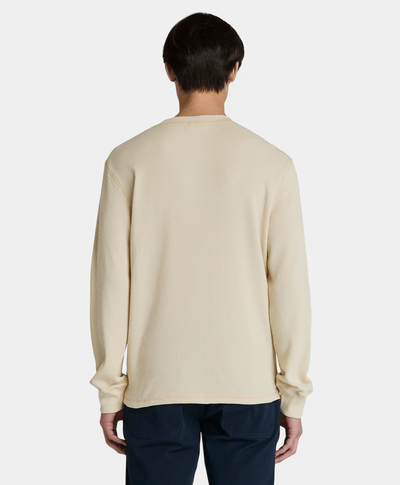 Polo Henley Regular Fit Con Tejido Waffle Para Hombre, Beige