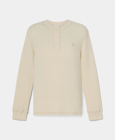 Polo Henley Regular Fit Con Tejido Waffle Para Hombre, Beige