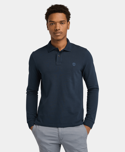 Polo Manga Larga Slim Fit Para Hombre, Azul