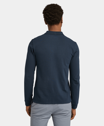 Polo Manga Larga Slim Fit Para Hombre, Azul