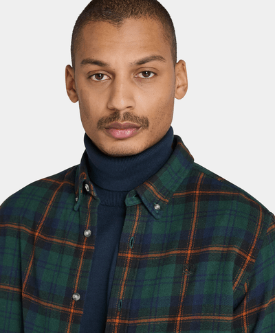 Camisa De Franela A Cuadros Regular Fit Para Hombre, Verde