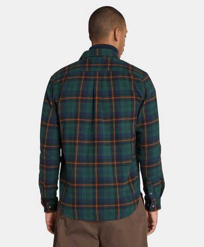 Camisa De Franela A Cuadros Regular Fit Para Hombre, Verde