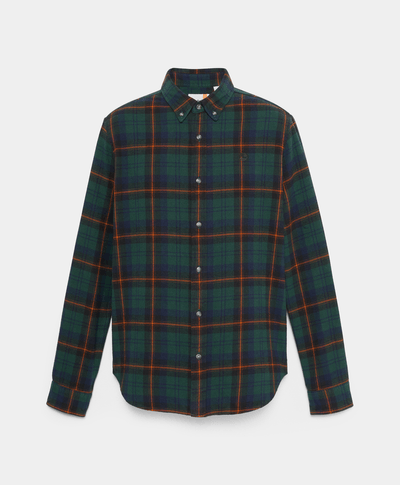 Camisa De Franela A Cuadros Regular Fit Para Hombre, Verde