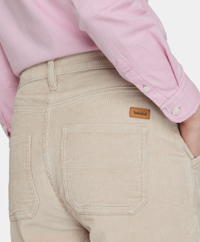 Pantalón De Pana Wide Leg Fit Para Mujer, Beige