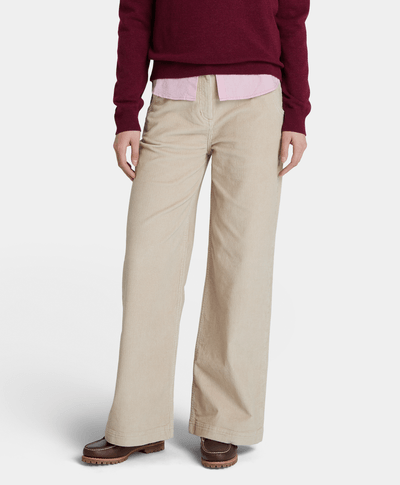 Pantalón De Pana Wide Leg Fit Para Mujer, Beige