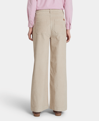 Pantalón De Pana Wide Leg Fit Para Mujer, Beige